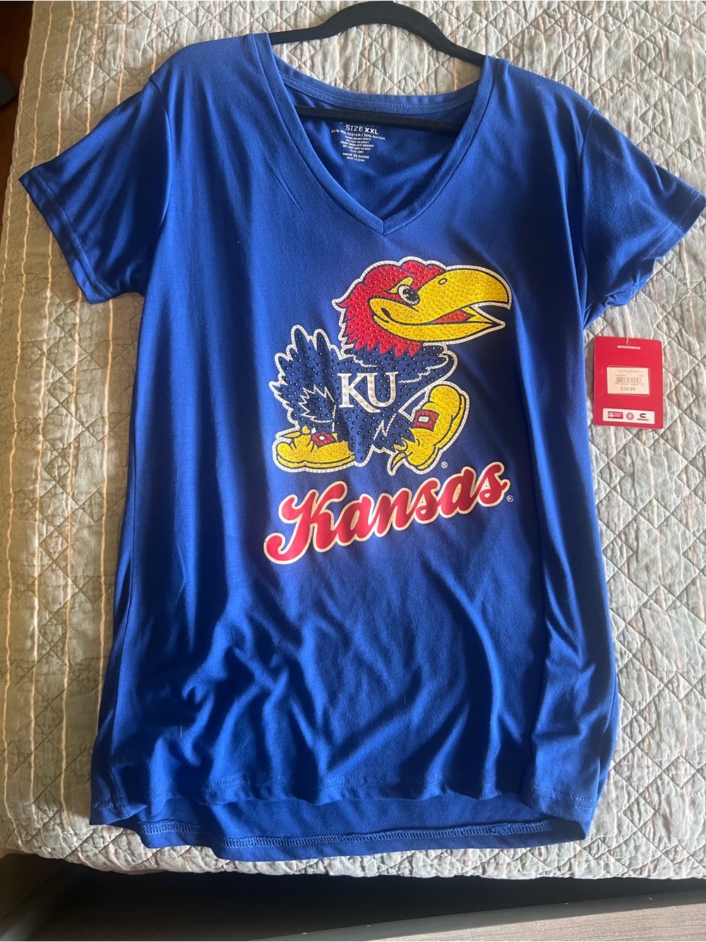 Colosseum Blue Kansas Jayhawk V-Neck Short Sleeve Tee